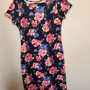Floral Bodycon Navy Dress